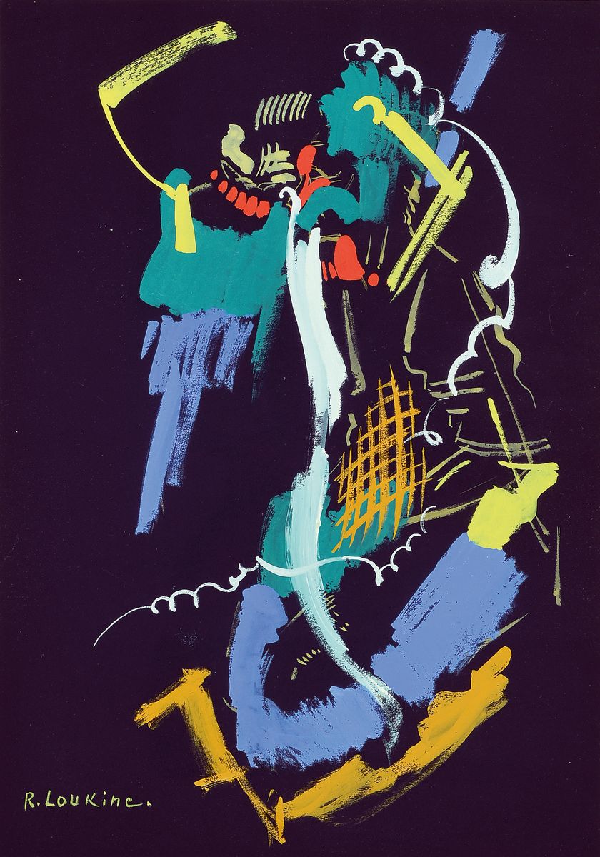 Detail b: Rostislas Loukine, 1904 Moskau-1988 Bar-sur- Aube, 2 Gouachen auf schwarzem Papier, beide handsigniert, je ca. 49x34cm, PP, u.Gl., R. ca. 70x54cm