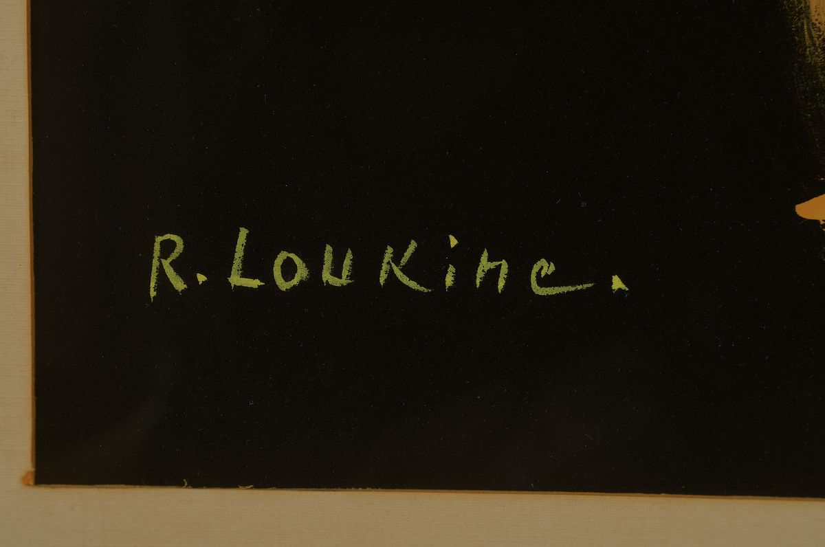Detail c: Rostislas Loukine, 1904 Moskau-1988 Bar-sur- Aube, 2 Gouachen auf schwarzem Papier, beide handsigniert, je ca. 49x34cm, PP, u.Gl., R. ca. 70x54cm
