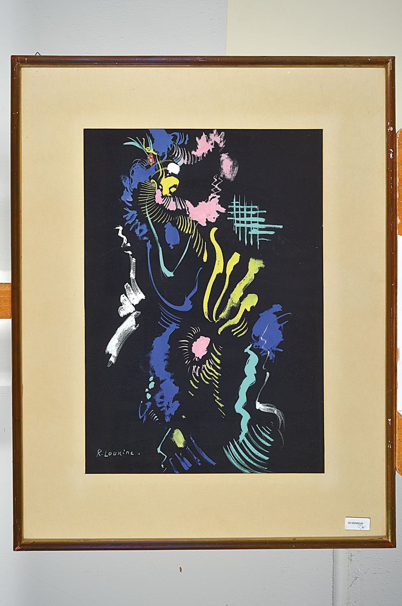 Detail k: Rostislas Loukine, 1904 Moskau-1988 Bar-sur- Aube, 2 Gouachen auf schwarzem Papier, beide handsigniert, je ca. 49x34cm, PP, u.Gl., R. ca. 70x54cm