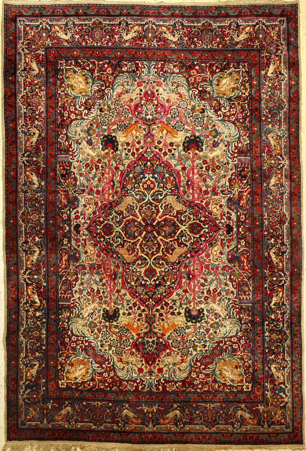 Yazd antik, Persien, um 1900, Wolle auf Baumwolle, ca. 330 x 222 cm, selten, dekorativ, Naturfarben, EHZ: 2-3