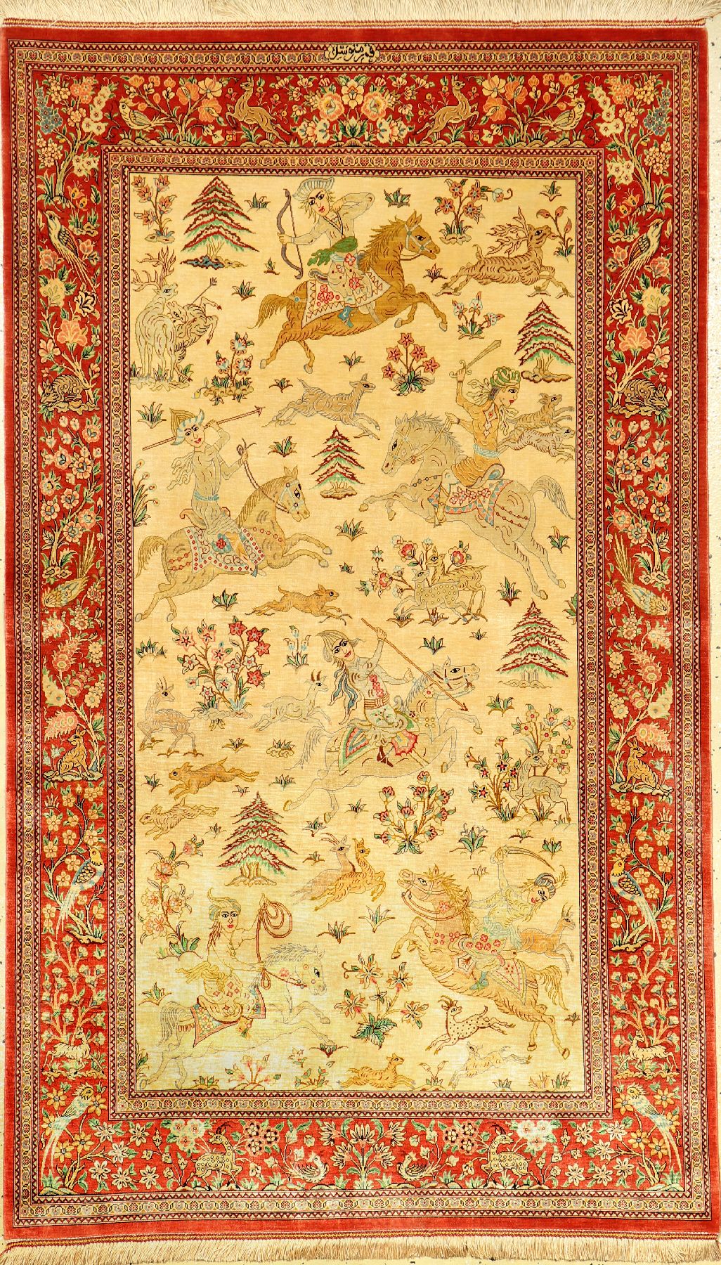 Sehr Feiner Seiden Ghom (Signiert), Persien, ca. 15 Jahre alt, reine Naturseide, ca. 167 x 100 cm, EHZ: 1-2 (ca. 1 Mil. Knoten per Qm), edel und ...