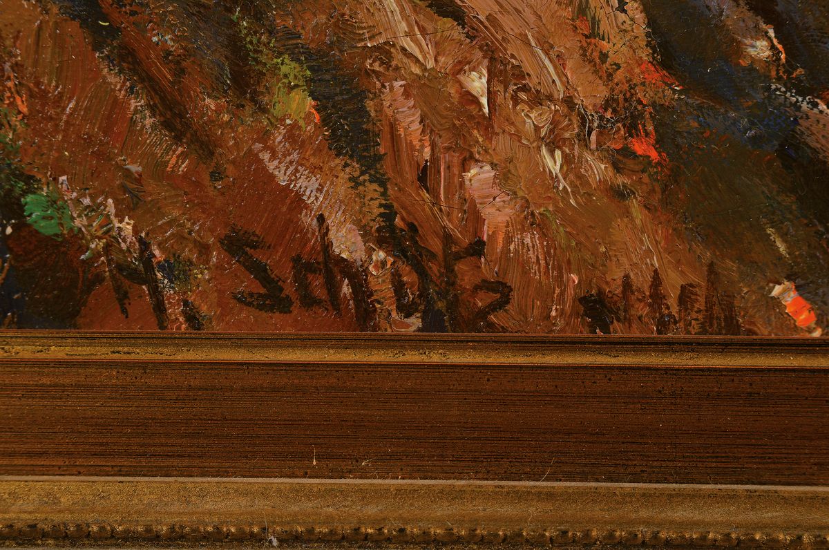 Detail a: Heinrich Schütz, 1875-1946, Pflügender Bauer, Öl/Lwd, links unten signiert und bez. Mchn, ca. 50x75cm, R. ca. 62x87cm