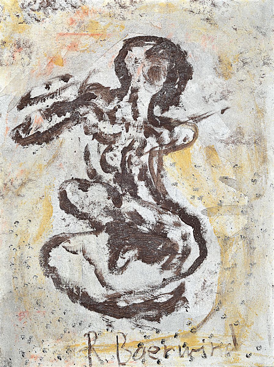 Rudi Baerwind, 1910-1982 Mannheim, Sitzende Figur, Öl/Lwd, signiert, ca. 80x60cm, R. ca. 94x74cm