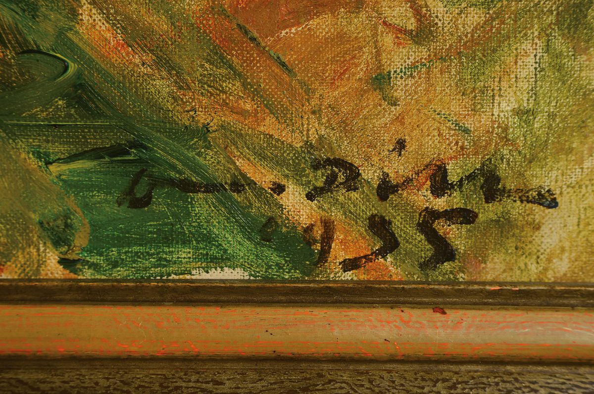 Detail a: Otto Dill, 1884 Neustadt-Bad Dürkheim 1956, "Sommer an der Haardt", wohl in der Nähe von Birkweiler, auf dem Rahmen rückseitig bez. und ...