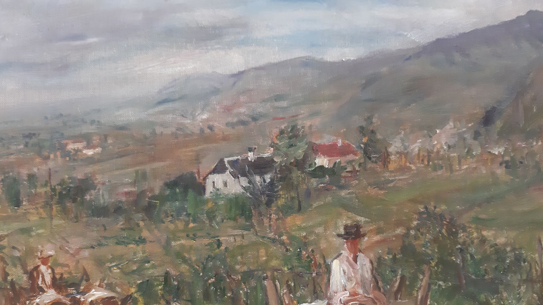 Detail e: Otto Dill, 1884 Neustadt-Bad Dürkheim 1956, "Sommer an der Haardt", wohl in der Nähe von Birkweiler, auf dem Rahmen rückseitig bez. und ...