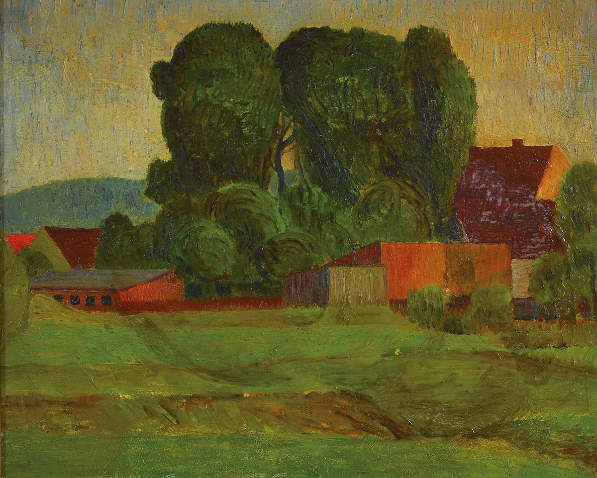 Willi Hertlein, 1908 - 1968, fränkische Landschaft, Öl/Malkarton,, um 1930, unsigniert, stammt aus dem Nachlass des Künstler, ca. 31x 38.5 cm, ...
