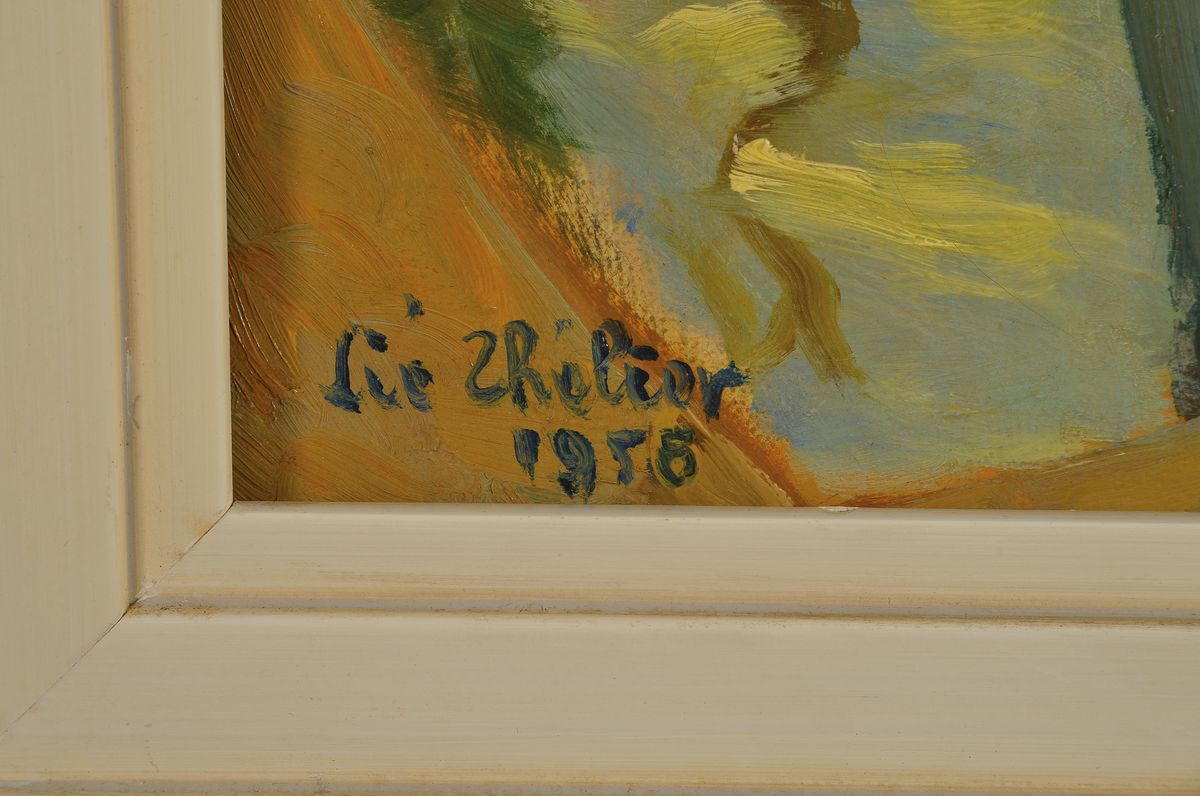 Detail a: Liè Thelier, 1902 Condé sur Escaut-1976 Albstadt, Port de Toulon II, Öl/Lwd, li. u. signiert und dat. 1956, verso auf Etikett bezeichnet und ...