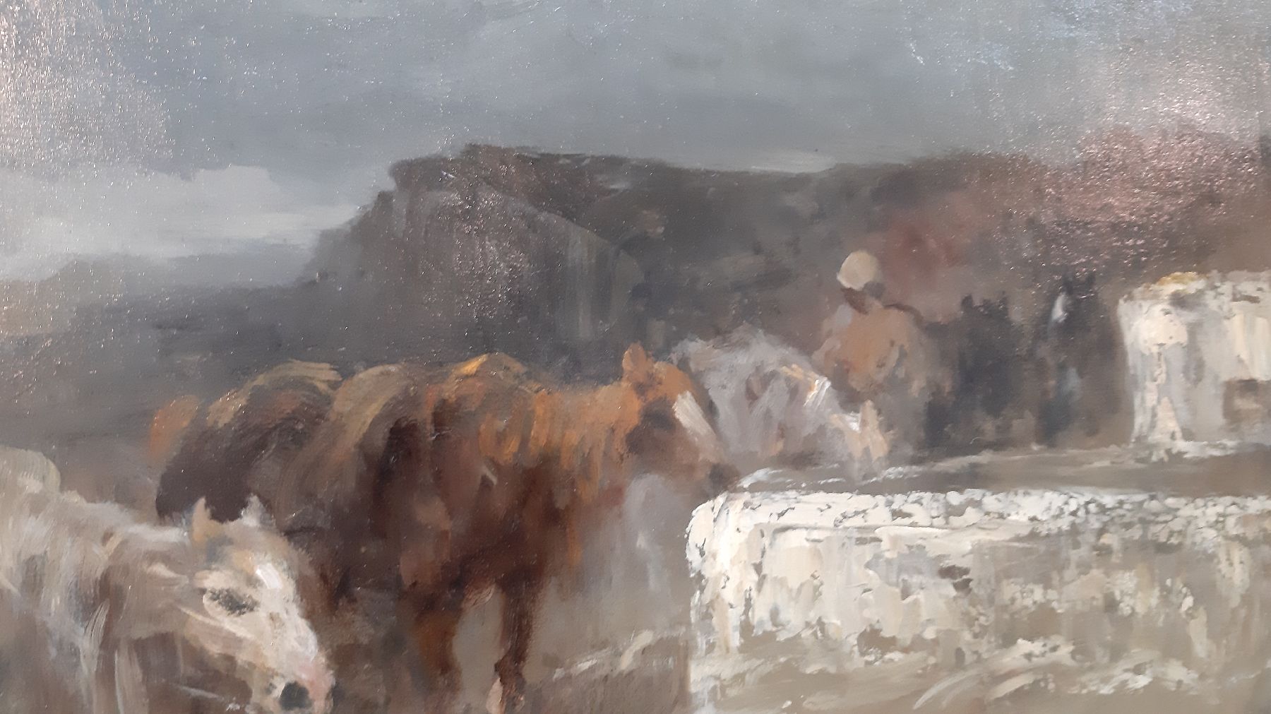 Detail g: Adolf Schreyer, 1828 Frankfurt/Main-1899 Kronberg, bekannter Tier-, Landschafts- und Genremaler, einer der bekanntesten Kronberger Maler, Reiter an ...