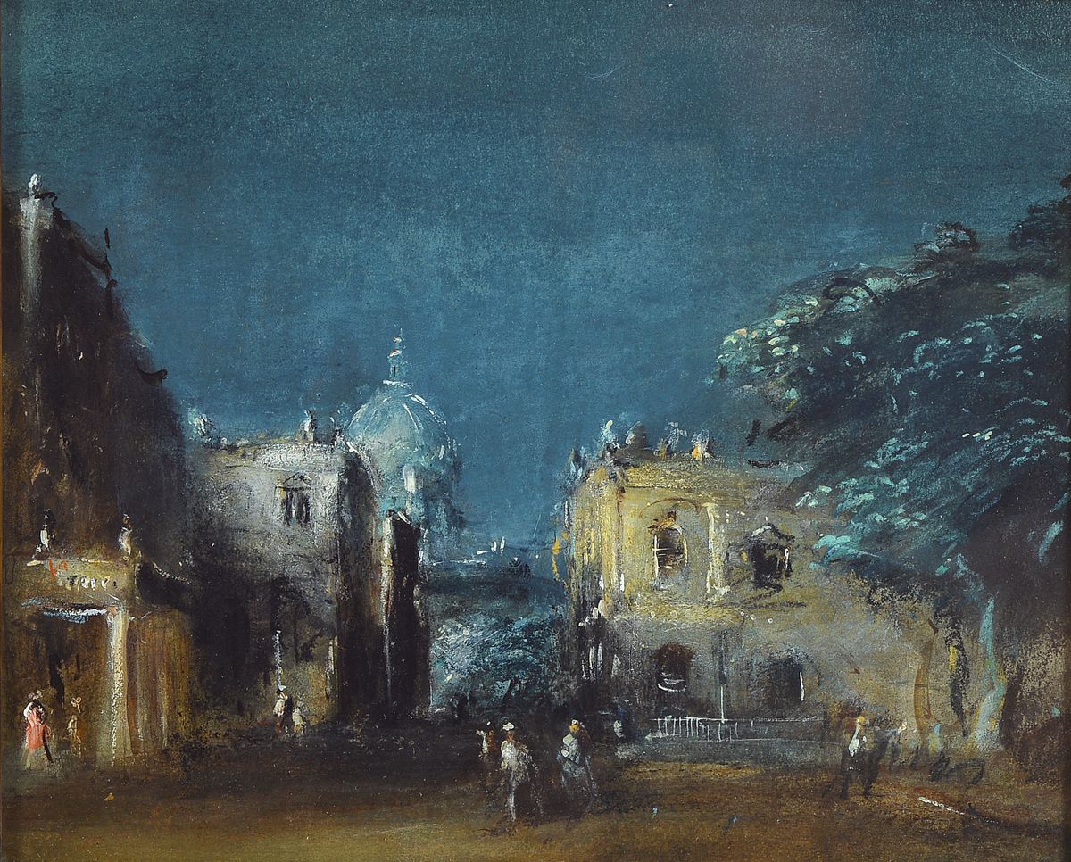 Zuschreibung: Peter Götz Pallmann, 1908 Berlin-1966, Pariser Straßenansicht bei Nacht, Öl/Papier, unsigniert, ca. 22 x 28 cm, unter Glas, Rahmen ...
