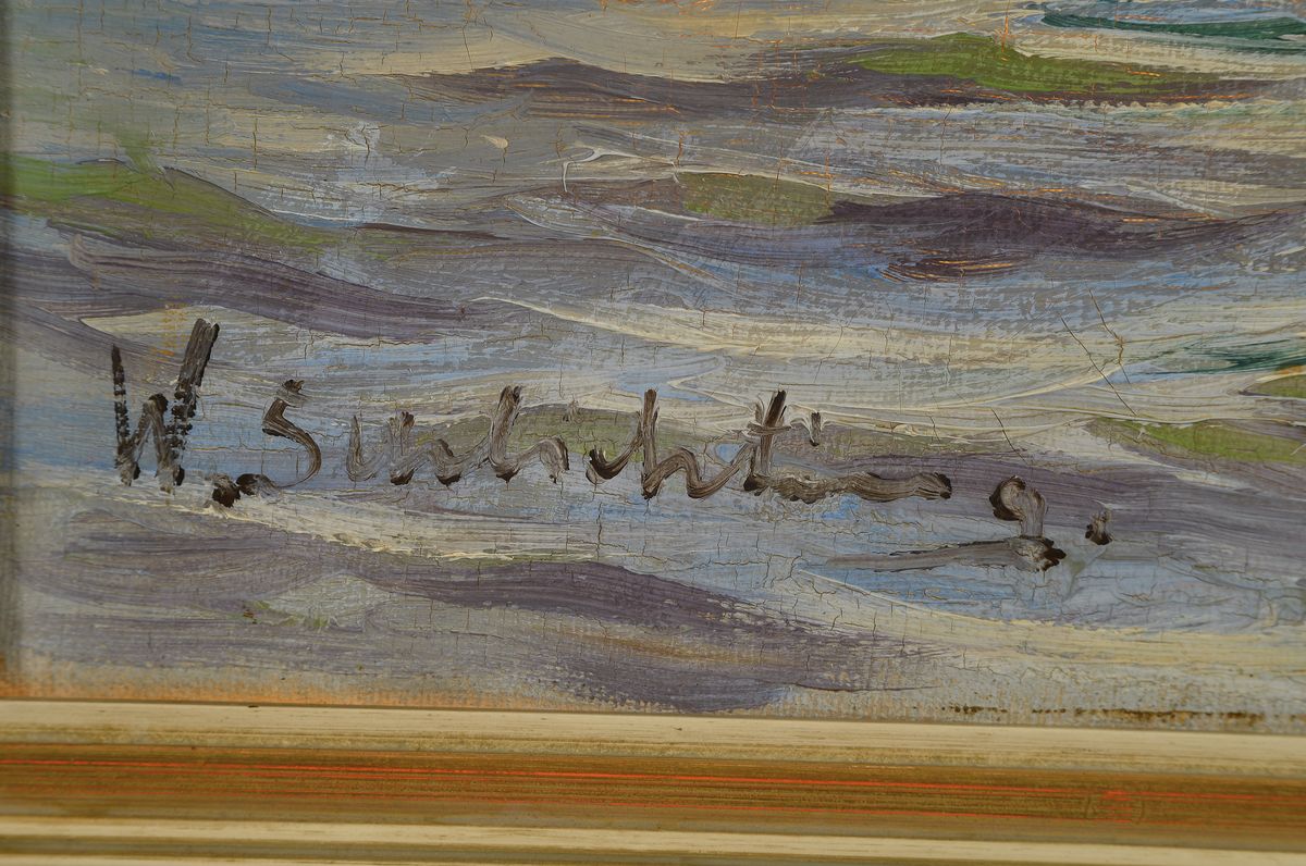 Detail a: Waldemar Schlichting, 1896 Berlin-1970, Der Hafen in Bremerhaven, Öl/Lwd, links unten signiert, ca. 55x69cm, R. ca. 63x77cm