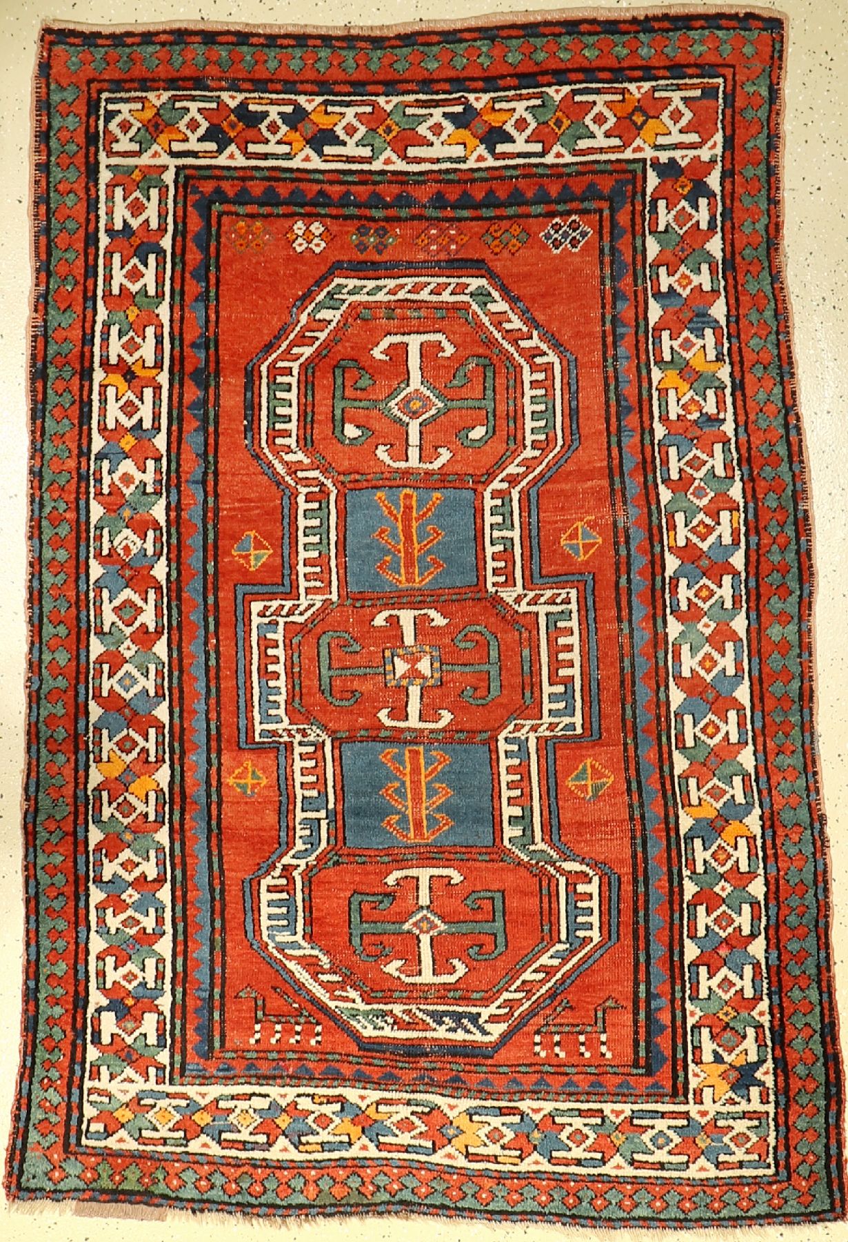 Kazak antik, Kaukasus, um 1900, Wolle auf Wolle, ca. 195 x 128 cm, EHZ: 2-3