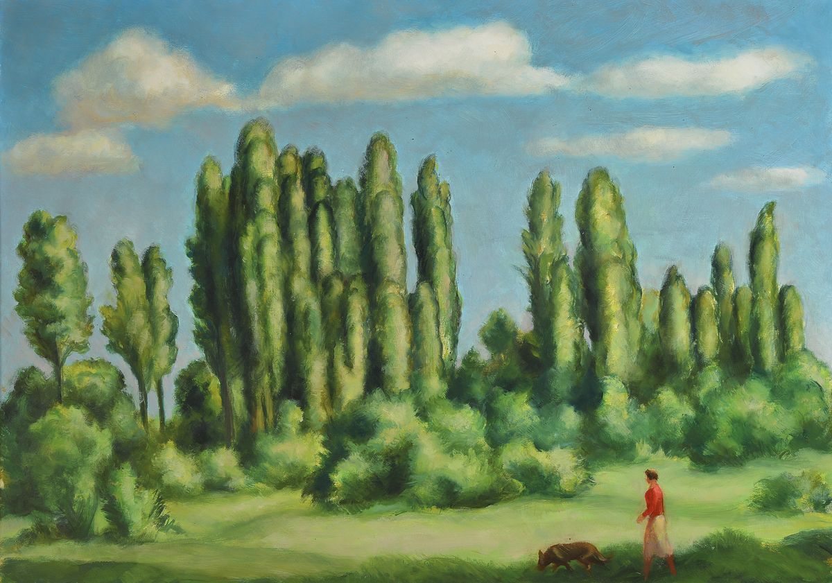 Eugen Stoll, 1895-1978 Ludwigshafen, Studium an der Akademie Karlsruhe bei Albert Haueisen, hier: Rehbachlandschaft, Öl/ Hartfaser, ca. 50x70cm, R. ...