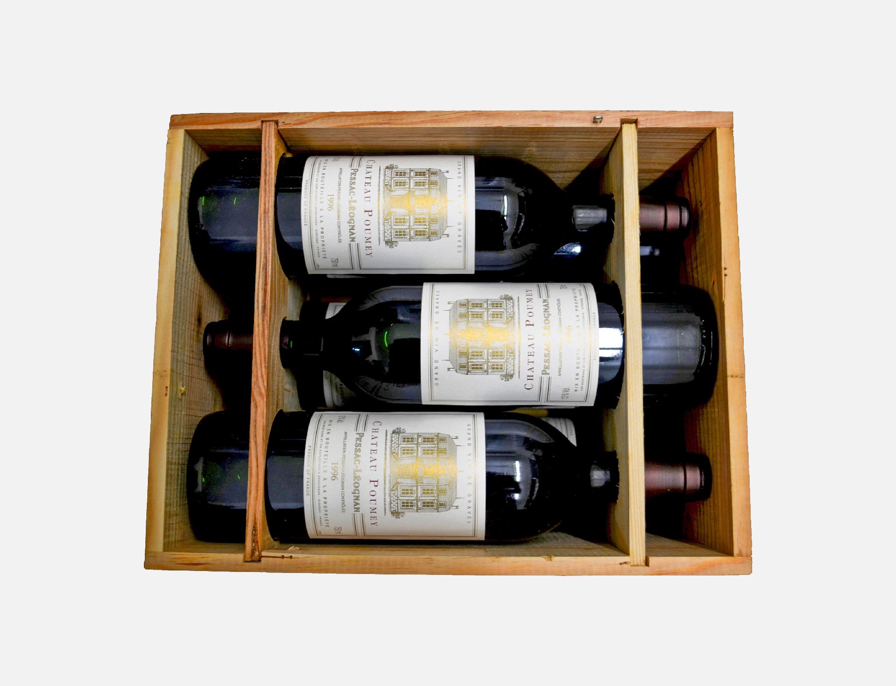 Detail a: 6 Flaschen 1996 Chateau Poumey, Pessac Leognan, Grand Vin de Graves, je ca. 75 cl, 13 % Vol., Füllstande: je into neck, gute Erhaltungszustände, ...