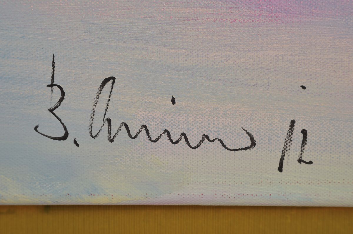 Detail a: Bernd Klimmer, geb. 1940, lebt und arbeitet in Kaiserslautern, Akademiedozent, erfolgreicher Autor von Kunst-Büchern, hier: Purple Field, Acryl/Lwd, ...