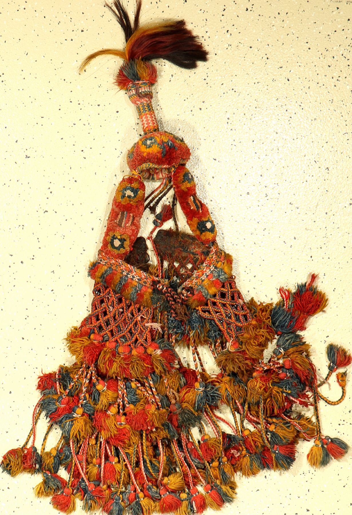 Tier Kopfschmuck antik, Marokko, um 1920, Wolle auf Wolle, ca. 115 cm, selten, völkerkundlich interessant, EHZ: 2