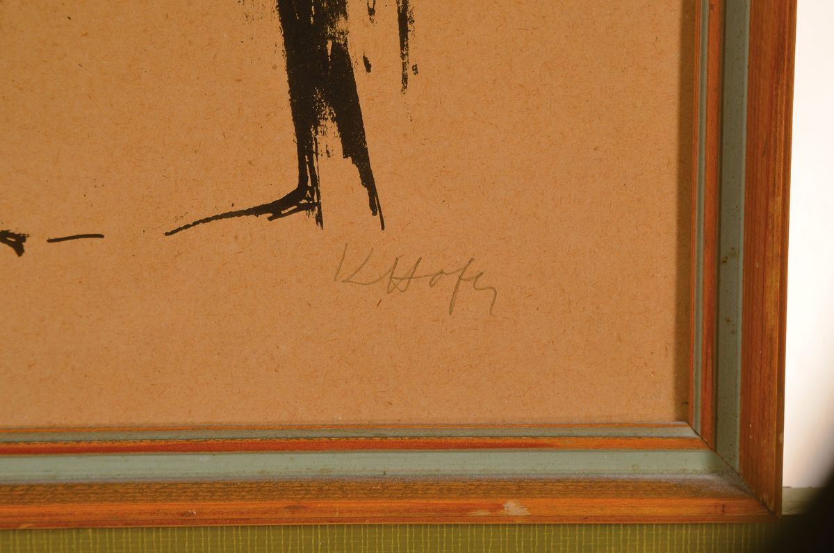 Detail a: Carl Hofer, 1878 Karlsruhe-1955 Berlin, An der Tür, Lithographie, signiert, ca. 37x 25cm, u.Gl., R., gebräunt