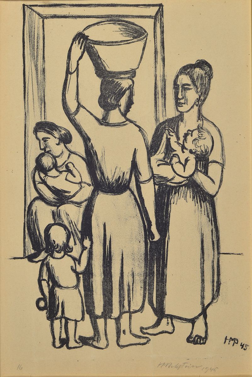 Hermann Max Pechstein, 1881 Zwickau-1955 Berlin, Lithographie von 1945, handsigniert, ca. 44x29cm, u.Gl., R.