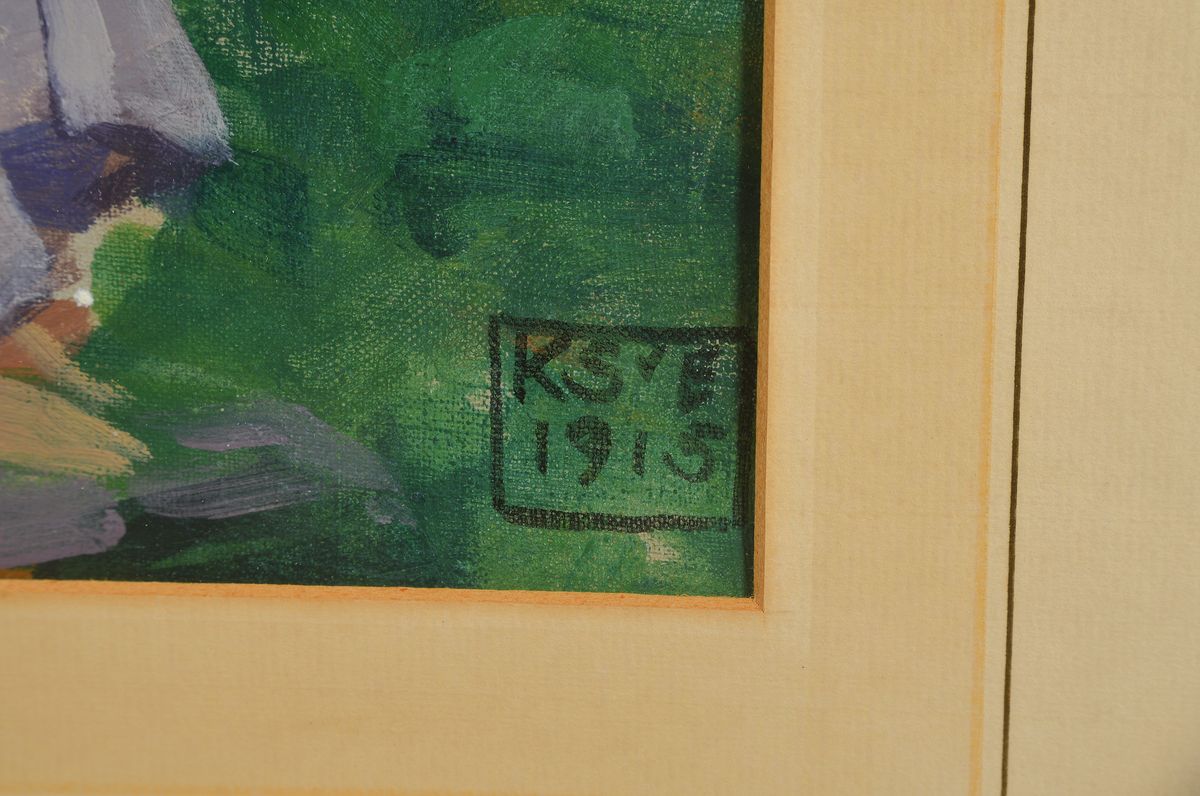 Detail a: Karl Schmoll von Eisenwerth, 1879-1948, berühmter Münchener Künstler der Neuen Sezession, vielfach in Museen vertreten, hier: lesende Dame in ...