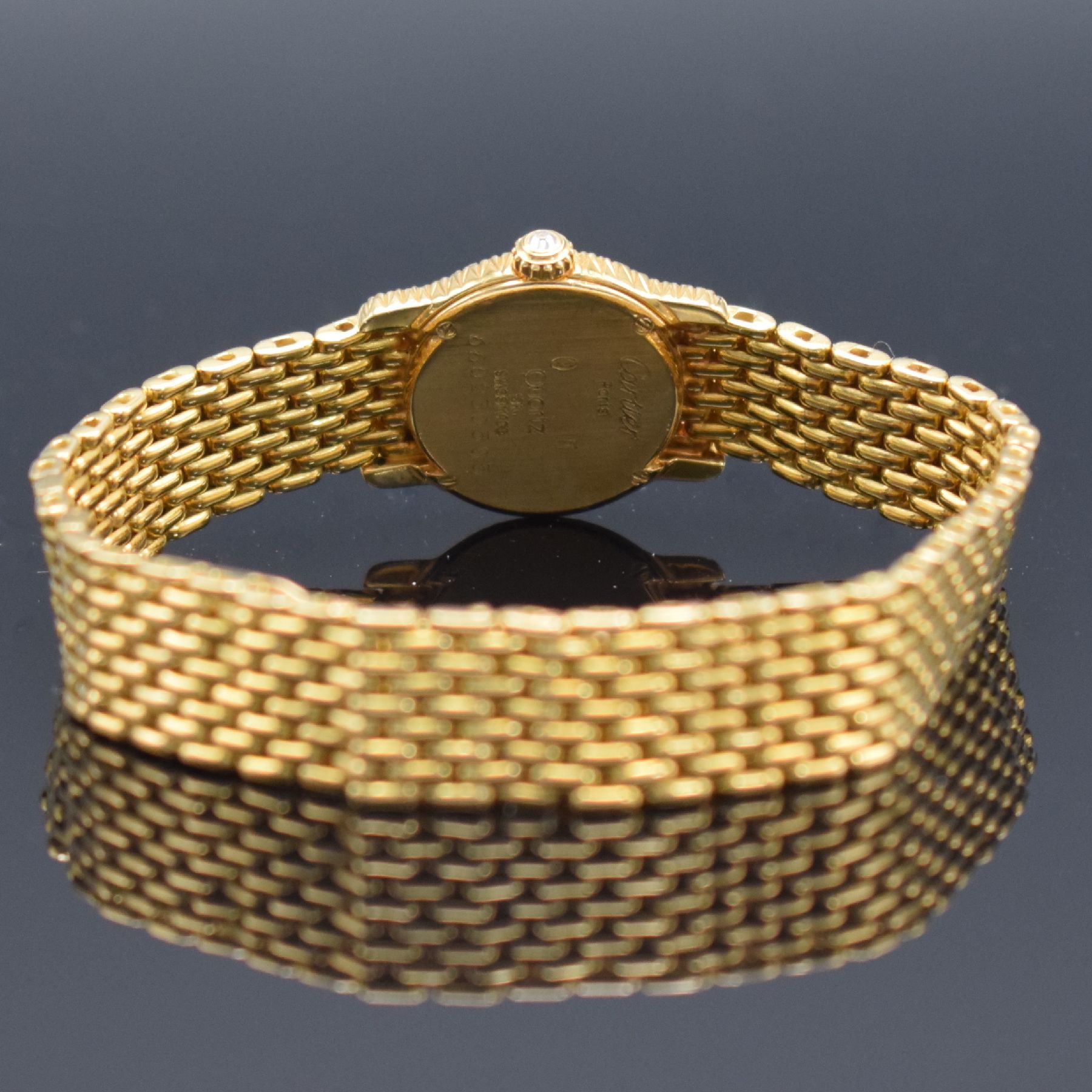 Detail h: CARTIER Damenarmbanduhr Serie Riviera, Schweiz 1980er Jahre, GG 750/000 inkl. Gliederband m. Faltschl., Boden 4-fach verschr., Lünette wie Krone ...