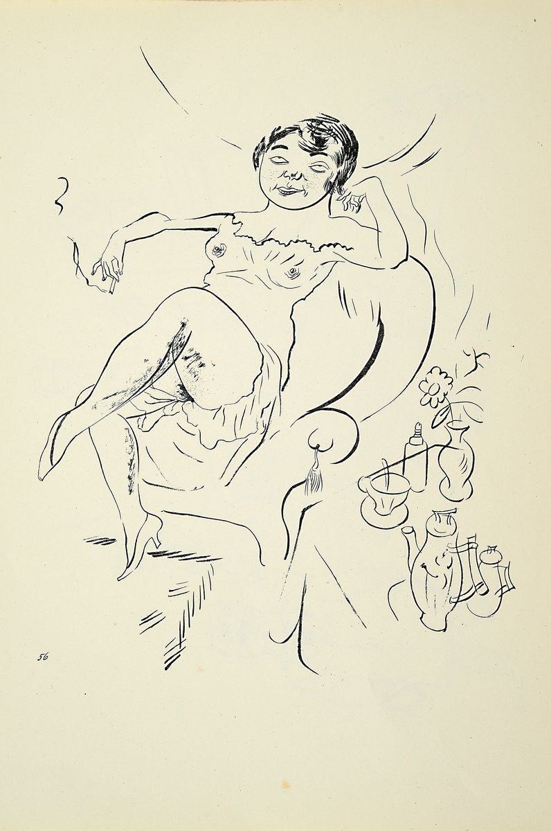 George Grosz, Konvolut aus 5 Blättern, Verlag: Malik Verlag, Berlin 20iger Jahre, je ca. 35,5x25,5 cm
