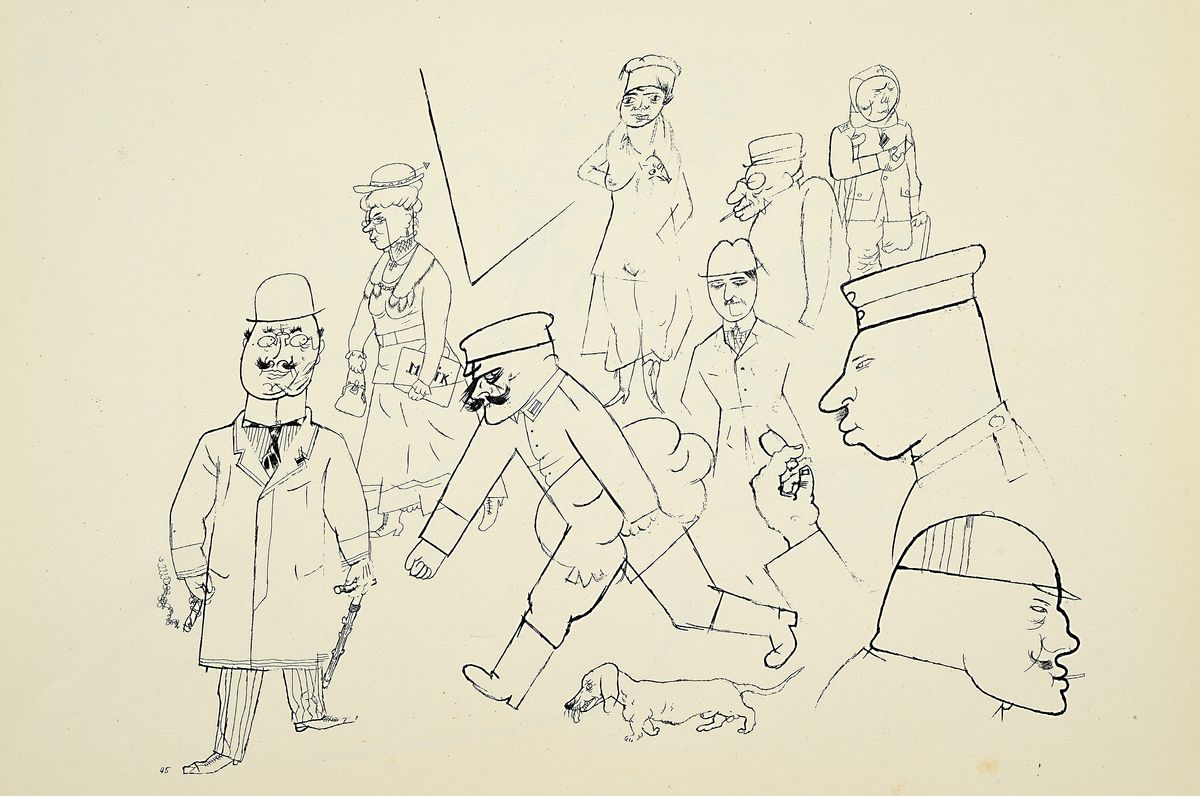 Detail l: George Grosz, Konvolut aus 5 Blättern, Verlag: Malik Verlag, Berlin 20iger Jahre, je ca. 35,5x25,5 cm