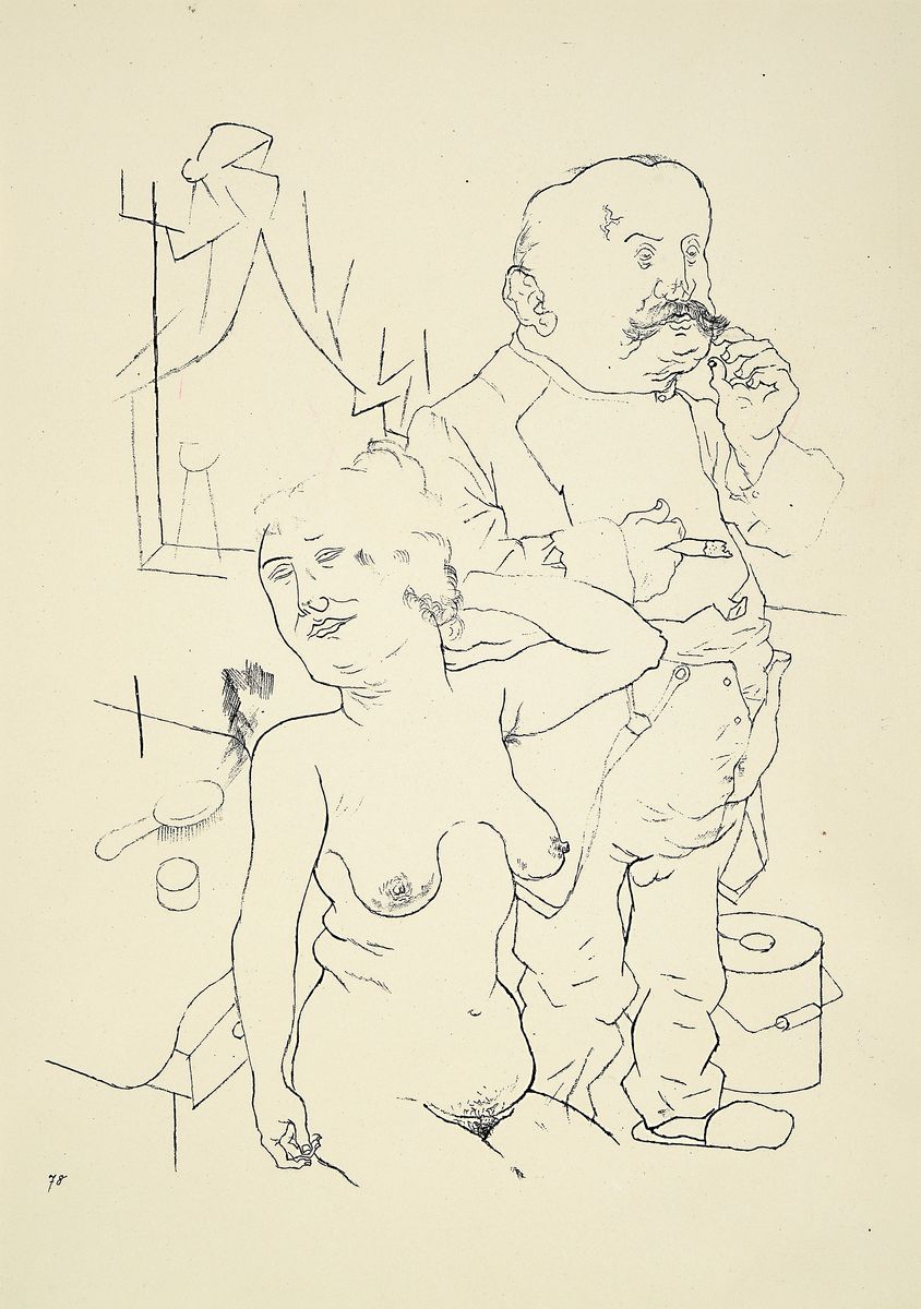 George Grosz, 1893-1959, Konvolut aus 4 Lithografien, Titel: Ehrenmann, Sonntagsfrüh , Querschnitts, Derttypochonder...., alle unter PP, ...