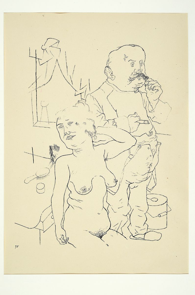 Detail k: George Grosz, 1893-1959, Konvolut aus 4 Lithografien, Titel: Ehrenmann, Sonntagsfrüh , Querschnitts, Derttypochonder...., alle unter PP, ...