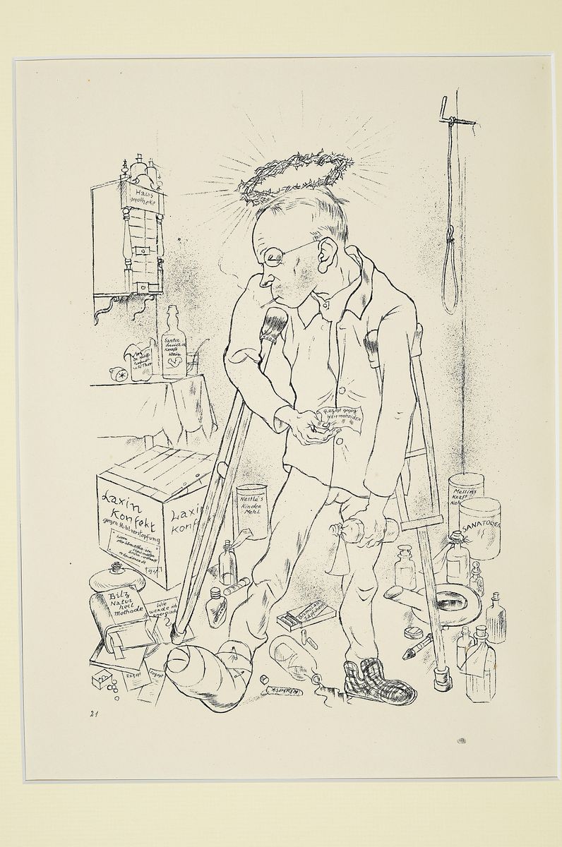 Detail m: George Grosz, 1893-1959, Konvolut aus 4 Lithografien, Titel: Ehrenmann, Sonntagsfrüh , Querschnitts, Derttypochonder...., alle unter PP, ...