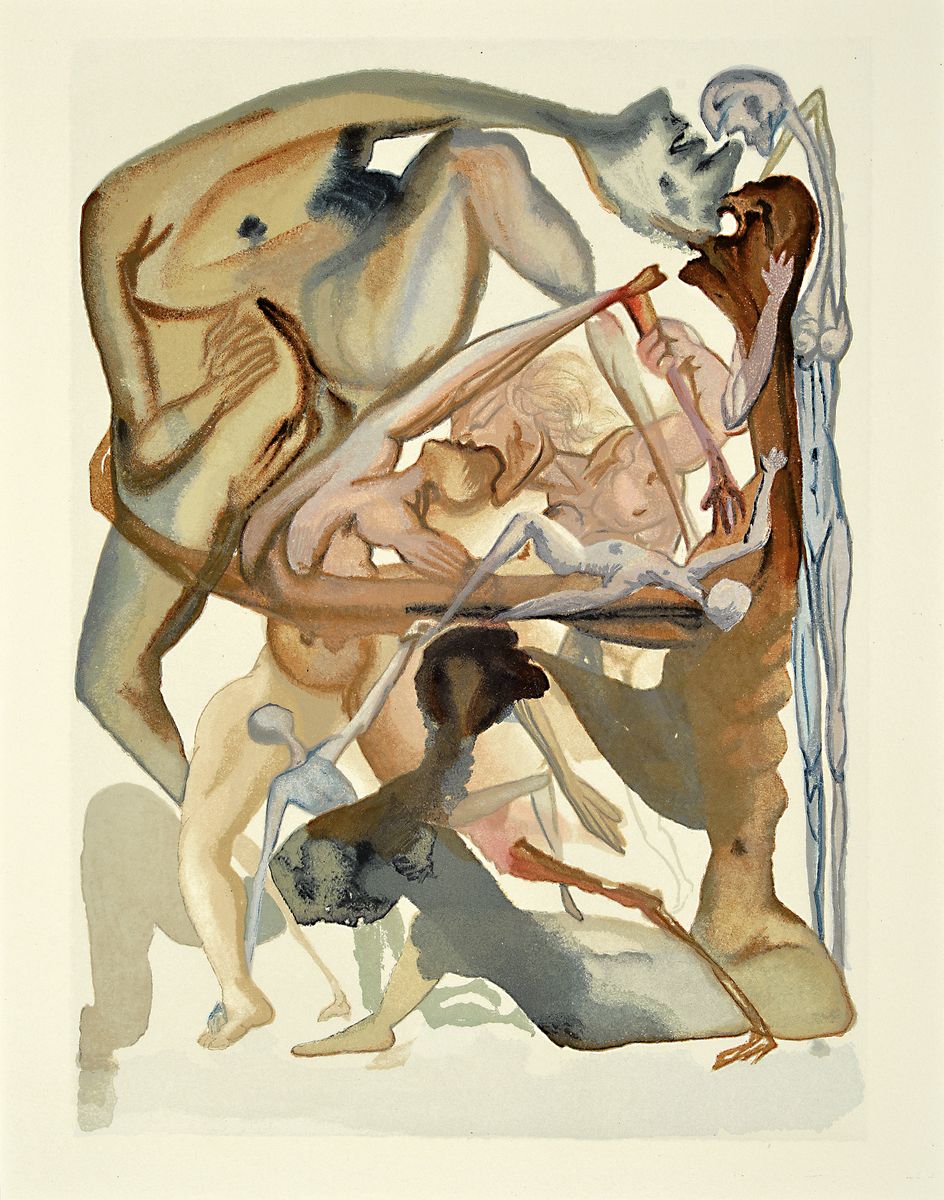 Salvador Dali, 1904-1989, Konvolut aus 3 Farbholzschnitte, Drucker Verlag: Les Heures Claires, Paris 1960, PP, Motiv je ca. 33x27 cm, gesamt ca. ...