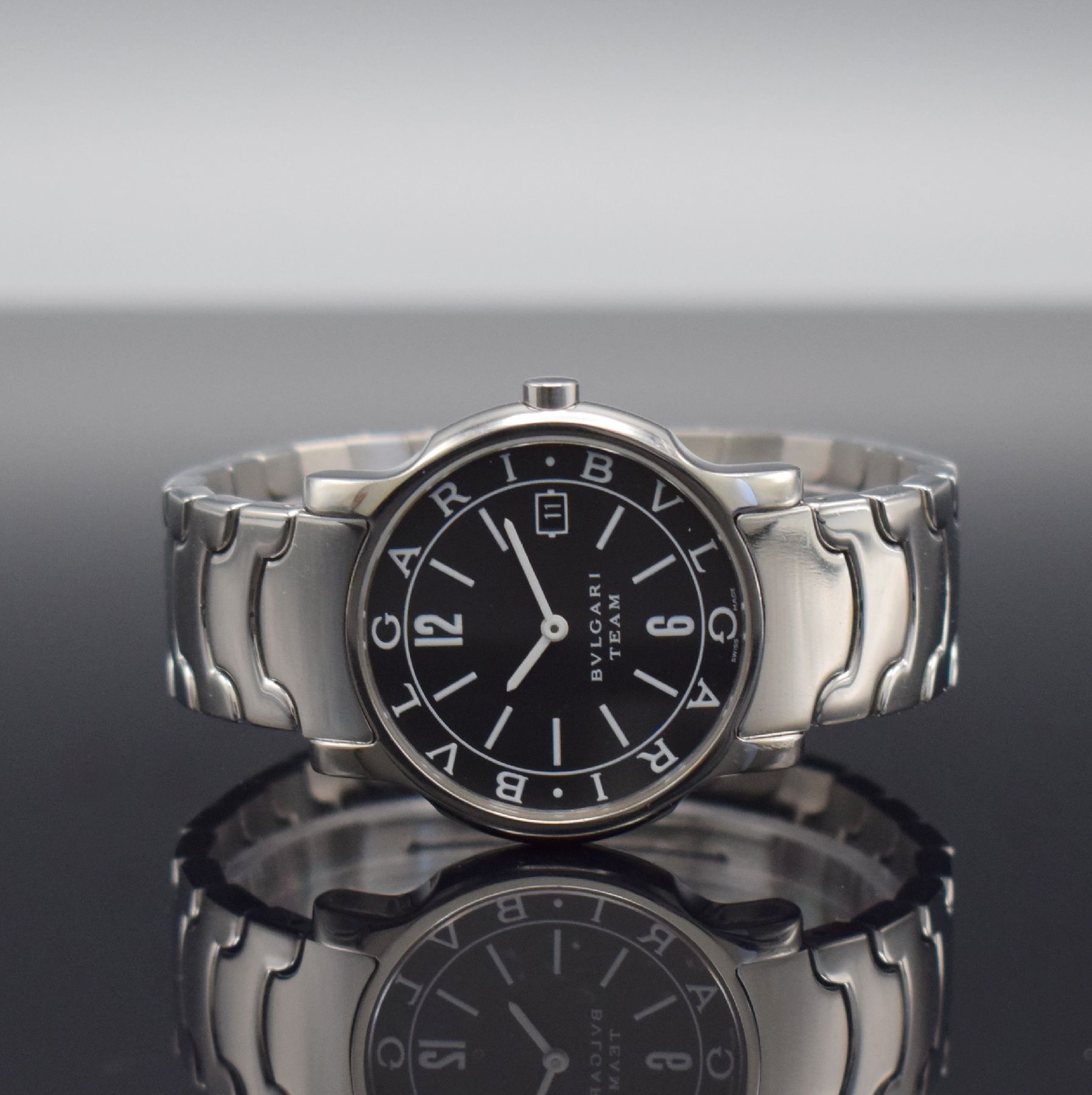 BULGARI Team Armbanduhr aus der Serie Solotempo, Schweiz um 2005, quarz, Ref. ST 35 S, Edelstahlgeh., Boden gedr., Gliederband m. dopp. Faltschl., ...