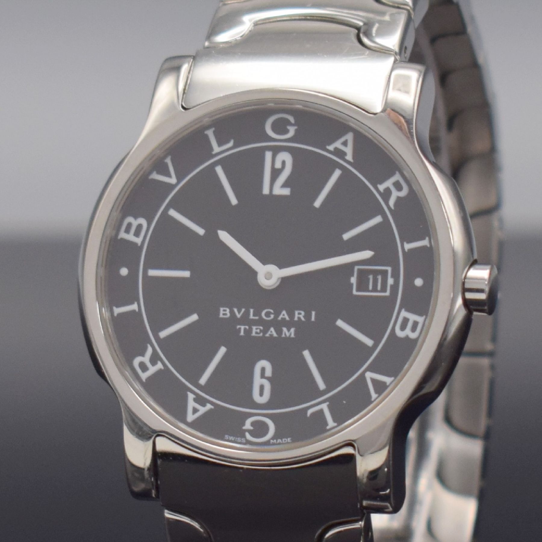 Detail c: BULGARI Team Armbanduhr aus der Serie Solotempo, Schweiz um 2005, quarz, Ref. ST 35 S, Edelstahlgeh., Boden gedr., Gliederband m. dopp. Faltschl., ...