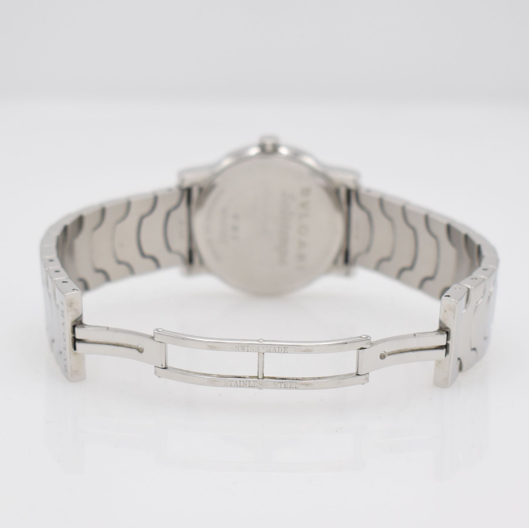 Detail e: BULGARI Team Armbanduhr aus der Serie Solotempo, Schweiz um 2005, quarz, Ref. ST 35 S, Edelstahlgeh., Boden gedr., Gliederband m. dopp. Faltschl., ...