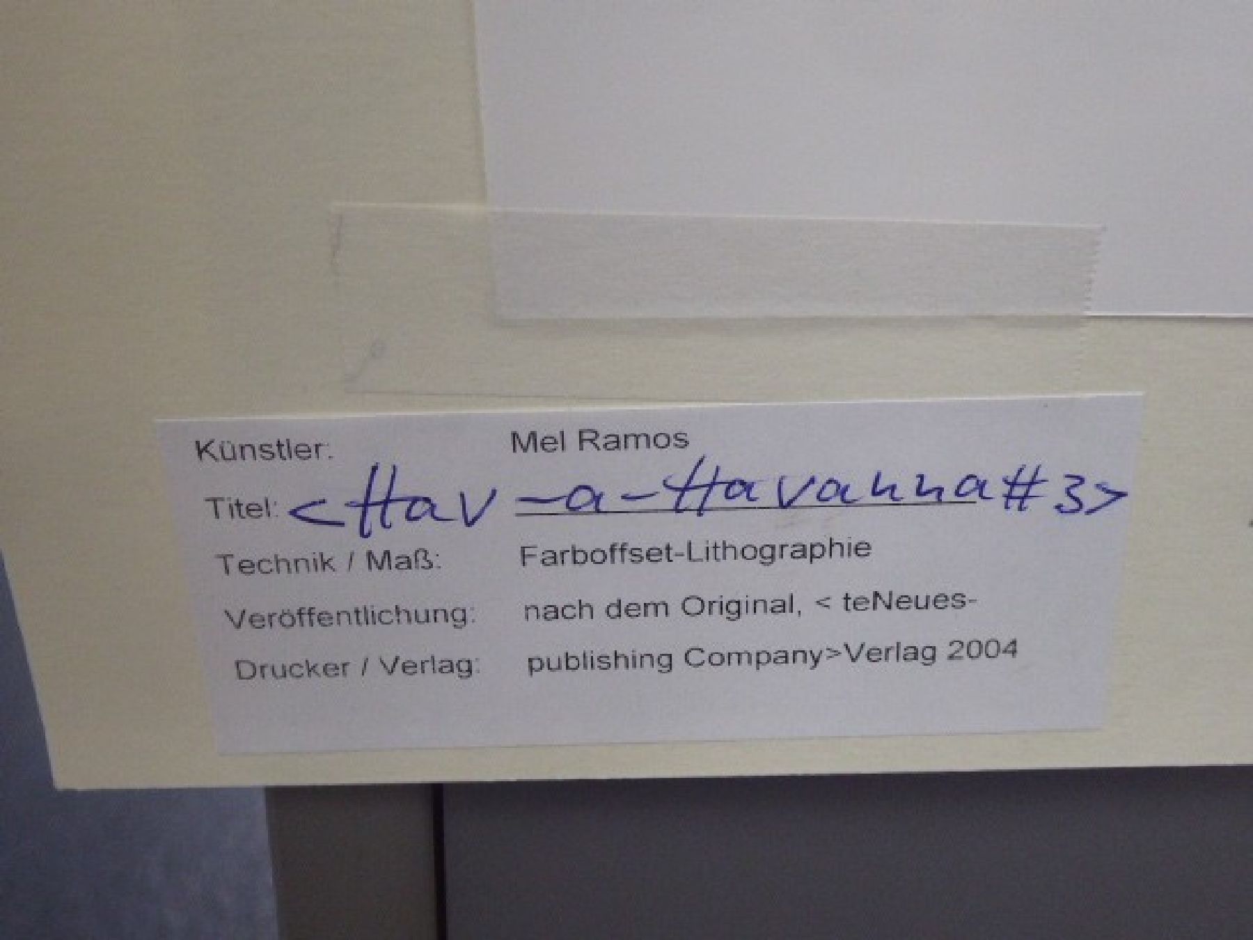 Detail c: Mel Ramos, geb. 1935, Titel: Hav-a-Havanna, Farboffset-Lithografie, Drucker Verlag: publishing Company Verlag 2004, PP, ,Motiv ca. 56x38 cm, gesamt ...