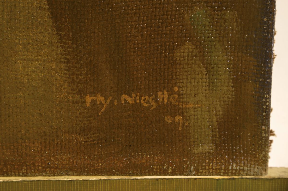 Detail a: Henry Niestlé, 1876- 1966, Jugend, Porträt einer jungen Frau mit dunkler Kopfbedeckung, stiltyp. Jugendstil, re. u. signiert, ca. 56 x 44 cm,