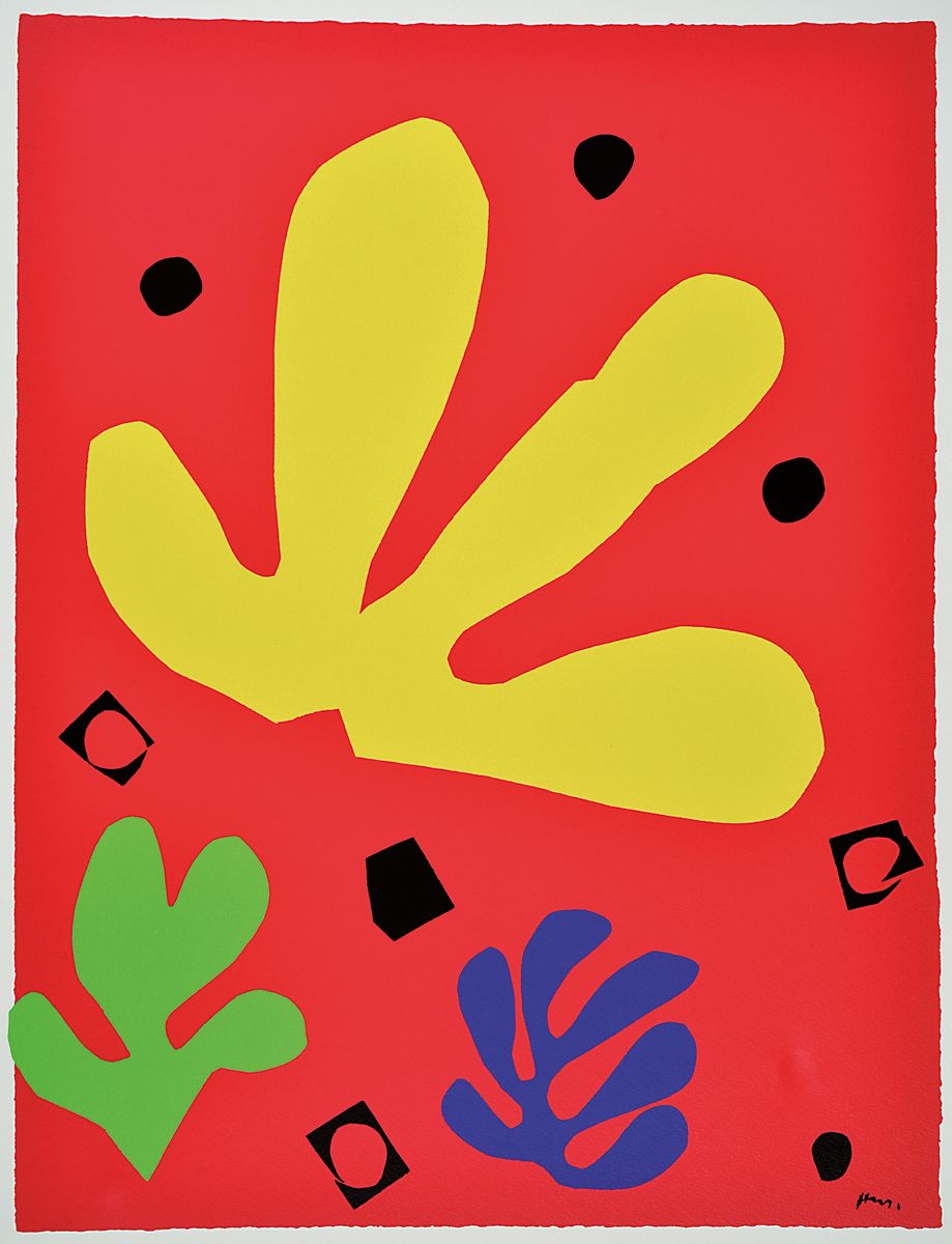 Henri Matisse, 1869-1954, Titel: Elements Vegetaux, Farbserigrafie, Drucker Verlag: Acte, Belgique, gesamt ca. 78x60 cm, knicken an den Ecken zusehen