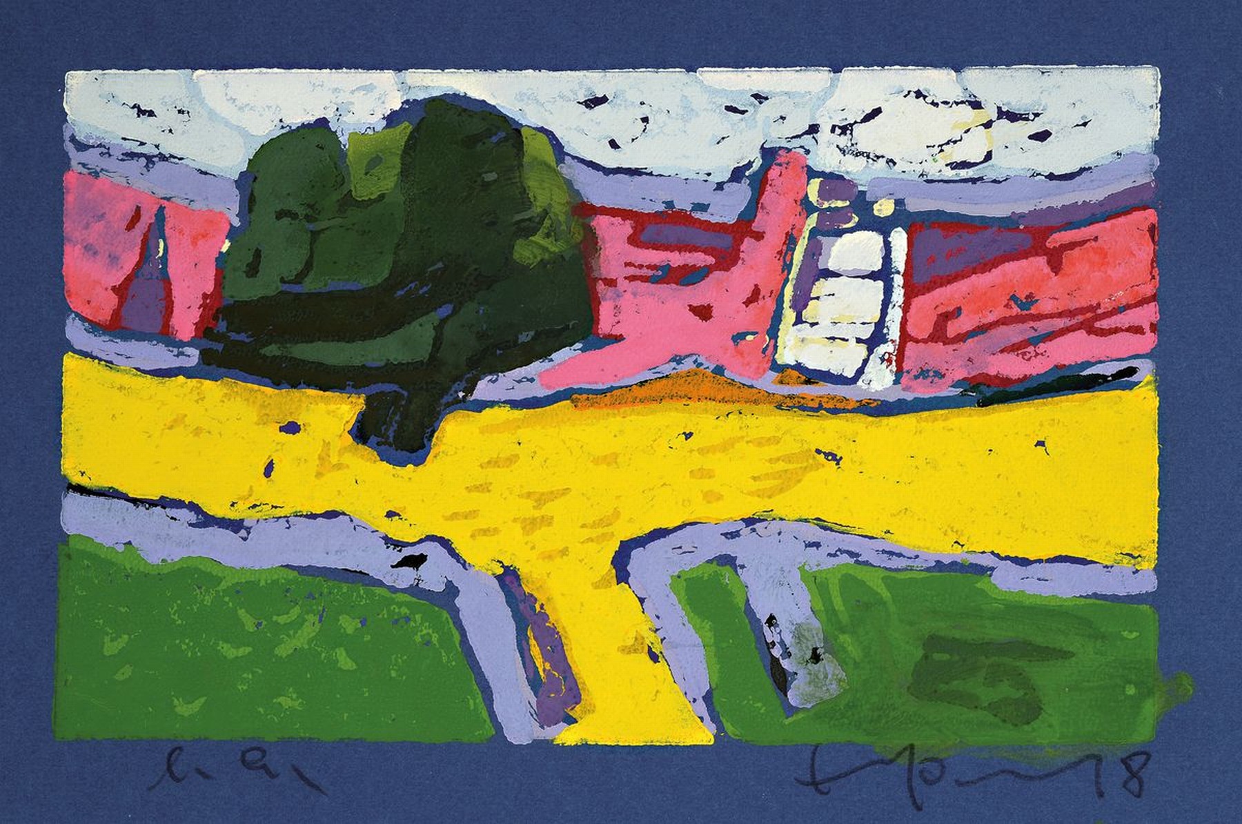 Detail k: Klaus Fußmann, geb. 1938 Velbert, Farblinolschnitt, handsign, num. e.a., ca. 19x29 cm