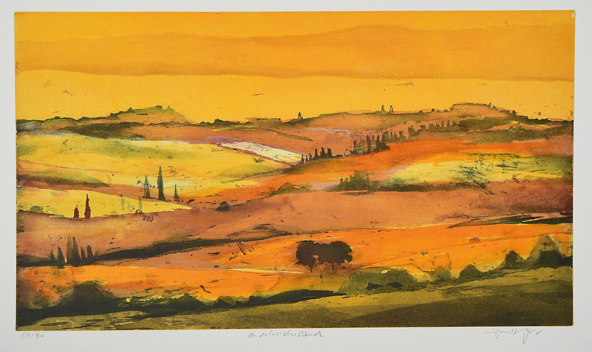 Gerhard Hoffmann, geb. 1960, Konvolut aus 10 Werken, 9 Radierungen und 1 Lithografie, je sign., unterschiedlich Groß, Flecken und knicken zusehen