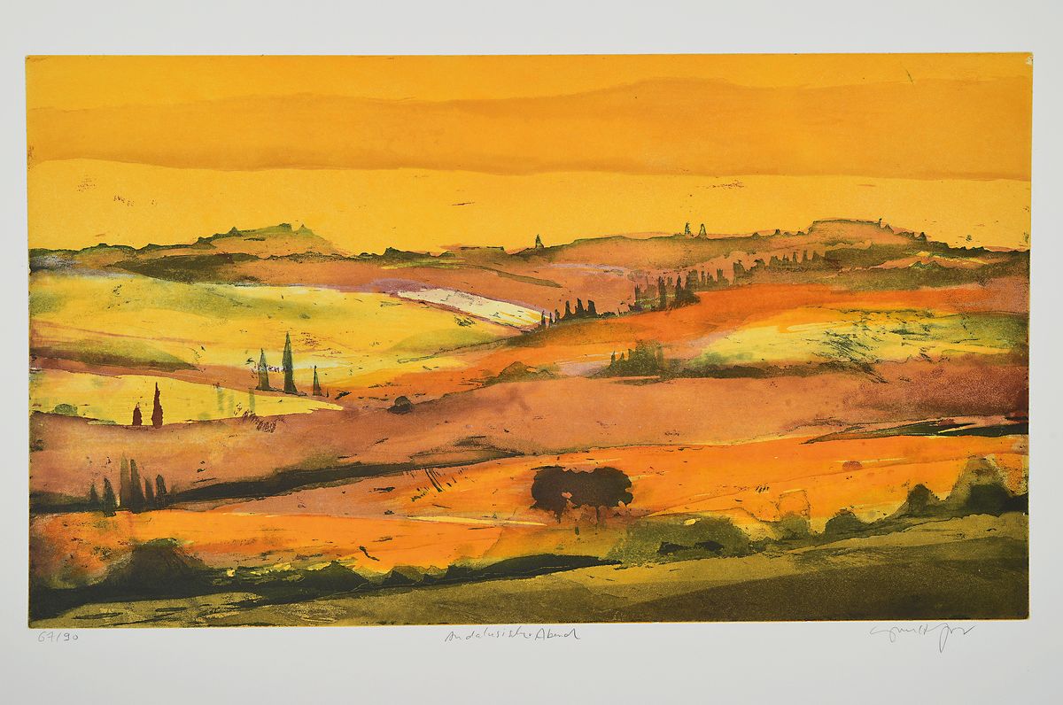 Detail k: Gerhard Hoffmann, geb. 1960, Konvolut aus 10 Werken, 9 Radierungen und 1 Lithografie, je sign., unterschiedlich Groß, Flecken und knicken zusehen