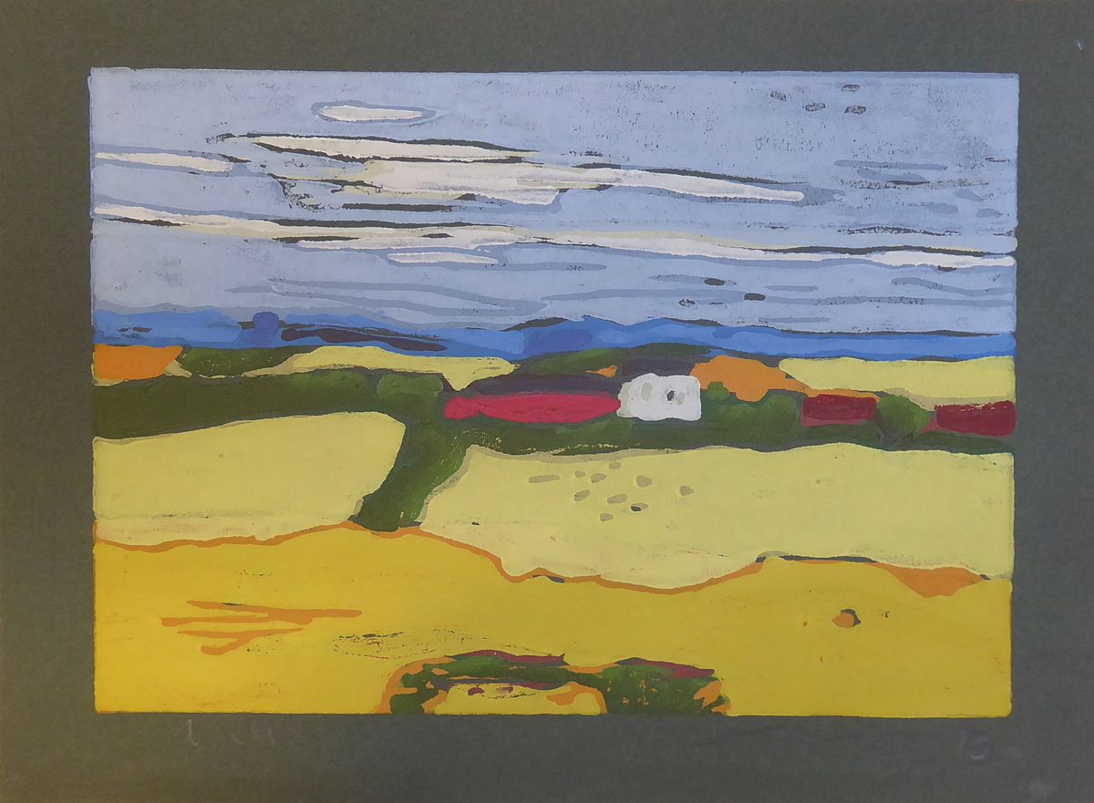 Klaus Fußmann, geb. 1938, Farblinolschnitt , handsign., ca. 27x36 cm
