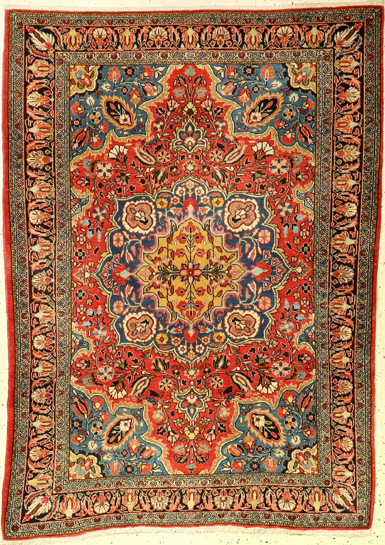 Sarogh Farahan alt, Persien, um 1930, Korkwolle, ca. 155 x 110 cm, Naturfarben, selten, EHZ: 2, dekorativ