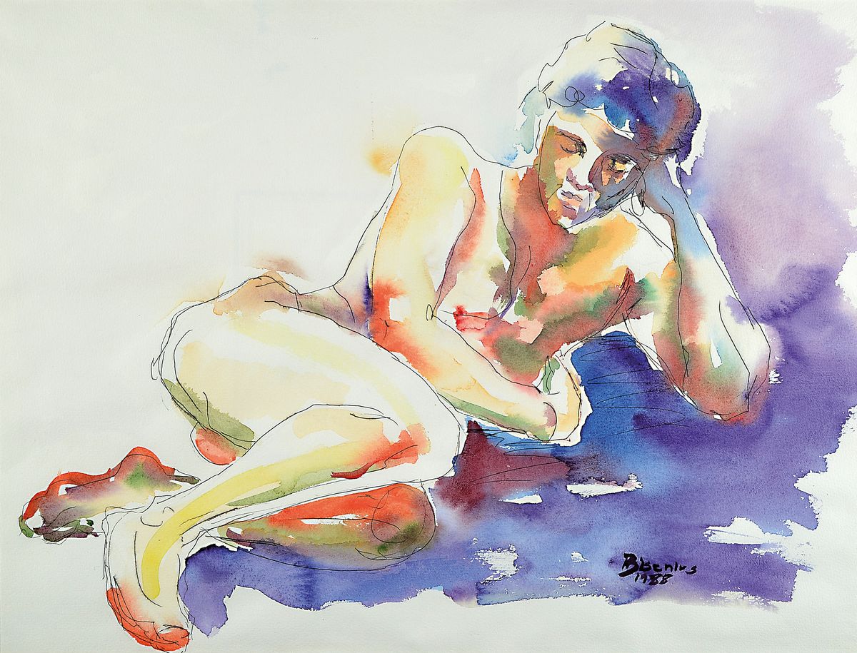 Heidi Bisenius (heute Bogner), geb. 1961 in Traben-Trarbach, Aquarell, sign., dat. unter Glas gerahmt, gesamt ca. 61x80 cm