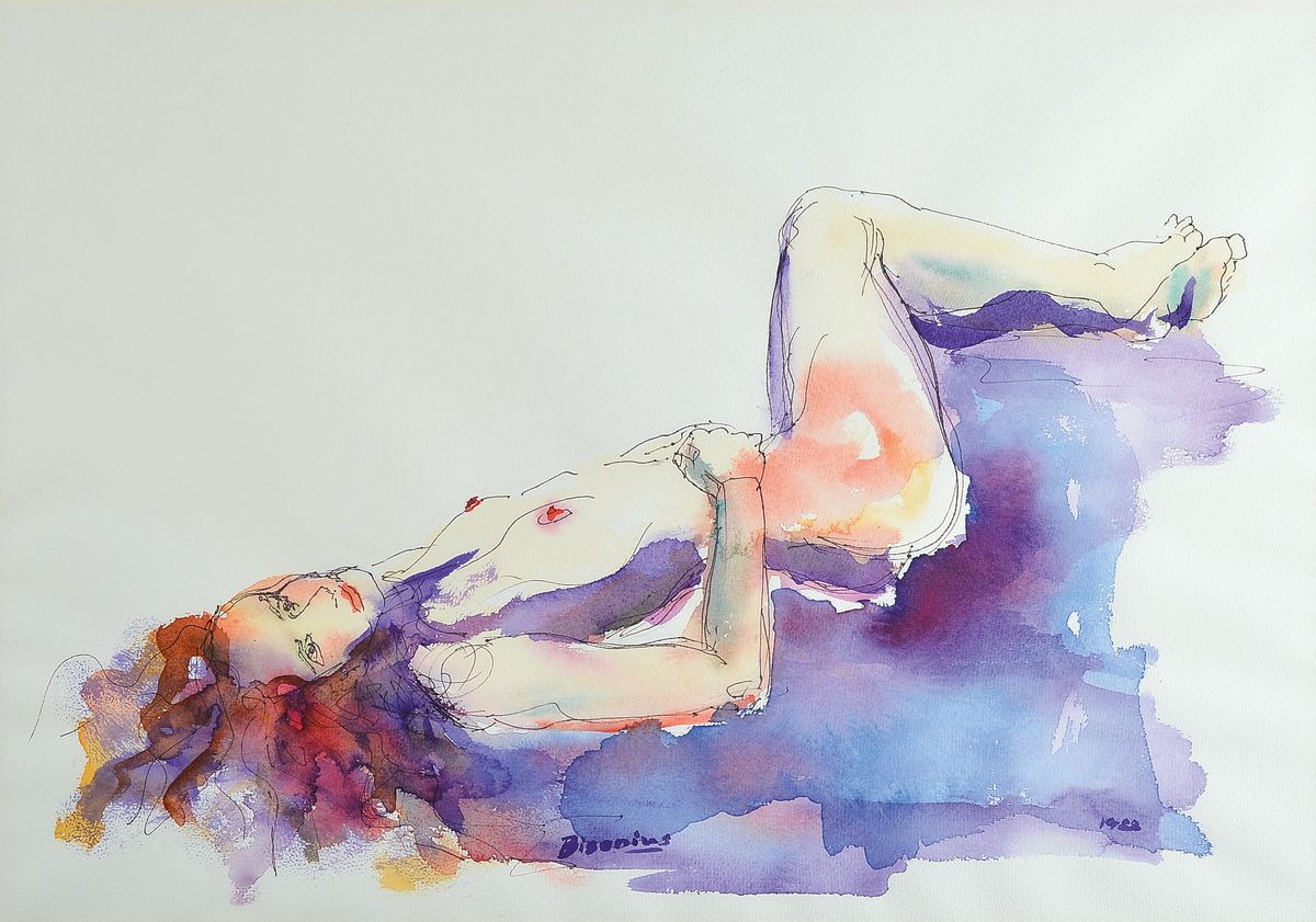 Heidi Bisenius, heute Bogner), geb. 1961, in Traben-Trarbach, Aquarell, sign., dat. unter Glas gerahmt, gesamt ca. 61x80 cm
