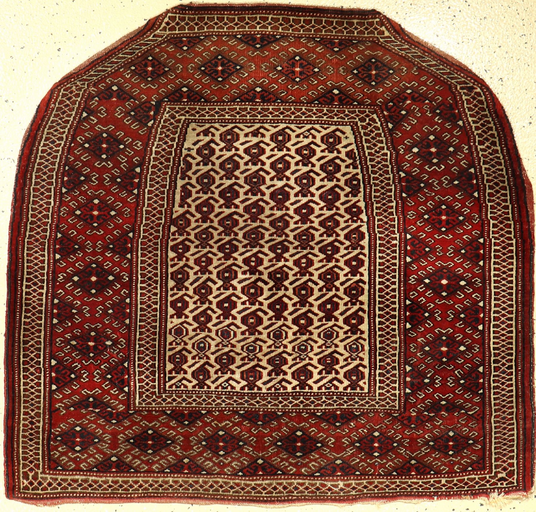 Göklan Salatchak "Sattel", antik, Nordostpersien, um 1900, Grupper der Jomuden, Wolle auf Wolle, ca. 100 x 106 cm, selten, sammelwürdig, ...
