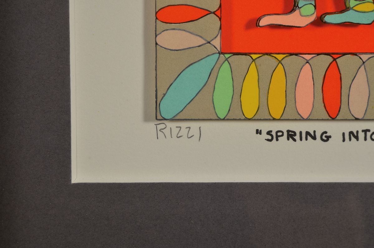 Detail l: James Rizzi, 1950-2011, "Spring into action ", 3-Konstruktion, handsign., num. 279/350, dat. 2001, unter Glas gerahmt, motiv ca. 15x14 cm, ...