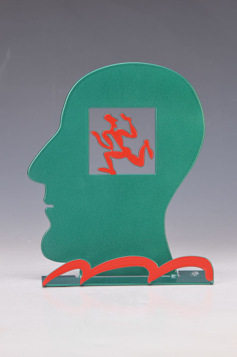 Detail k: David Gerstein, geb. 1944 Jerusalem, Studium u.a. in Israel, Frankreich, frei stehendes Metallobjekt, drucksign., ca. 20x16 cm