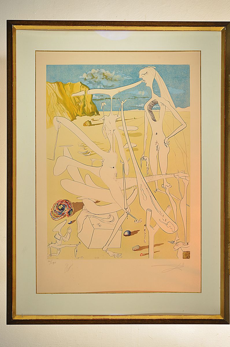 Detail k: Salvador Dali, 1904-1989, Infra-terrestres adore par Dali a 5 ans car il se croyait insecte, Kaltnadelradierung auf Farblithographie mit Prägung, ...