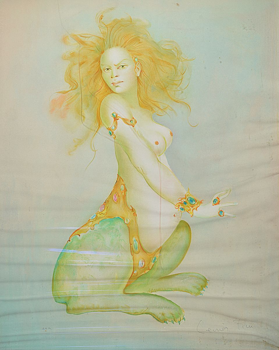 Leonor Fini, 1907-1996, 5 Farblithographien mit verschiedenen Sphynx Darstellungen. alle handsigniert, je ca. 70x52cm, teils leicht fleckig