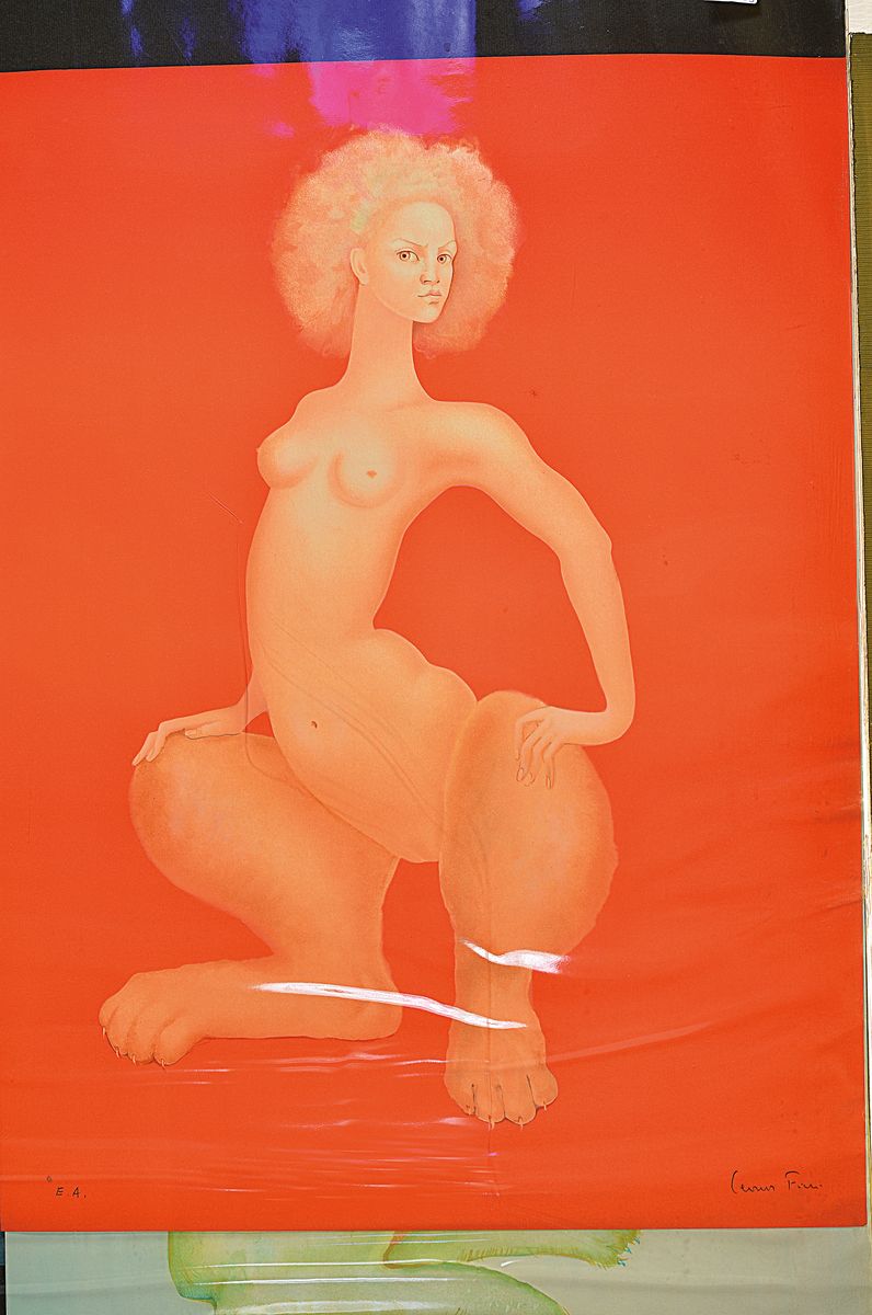 Detail l: Leonor Fini, 1907-1996, 5 Farblithographien mit verschiedenen Sphynx Darstellungen. alle handsigniert, je ca. 70x52cm, teils leicht fleckig