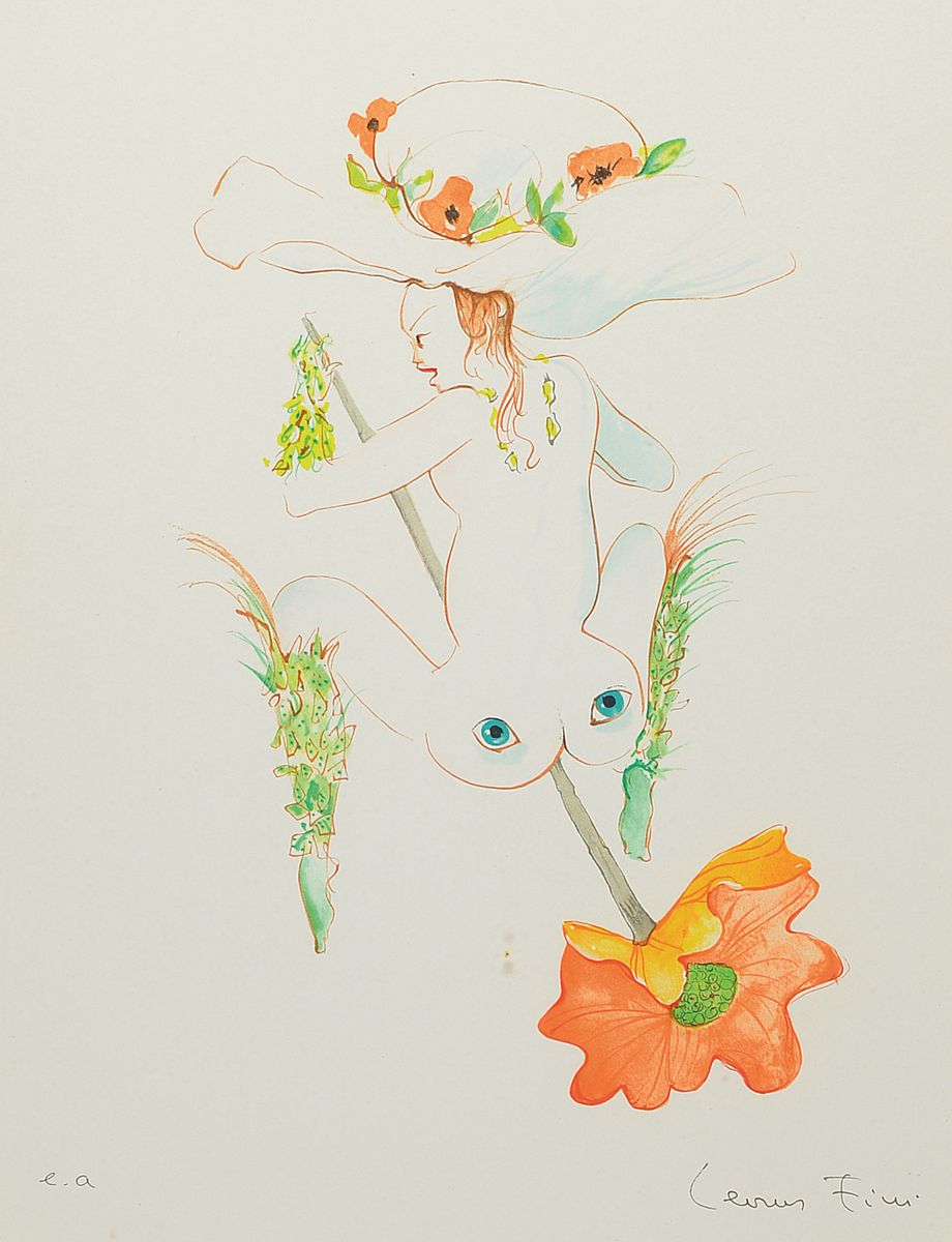 Leonor Fini, 1907-1996, 5 Farblithographien,davon drei aus der Reihe Visages (1x unsign., gerahmt, 1x signiert, num. 273/275, gerahmt, 1x signiert ...