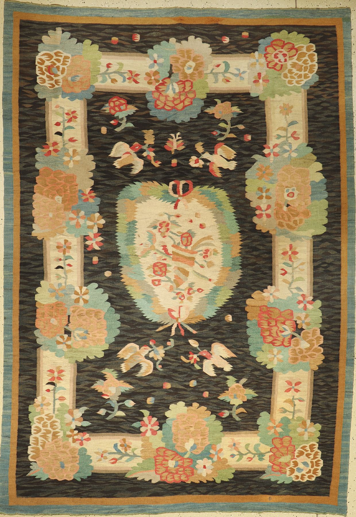 Bessarabien Kelim antik, um 1900, Wolle aufWolle, ca. 292 x 203 cm, dekorativ, sehr selten, EHZ: 2-3